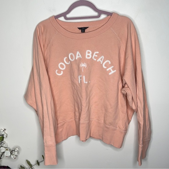 J. CREW Garment-Dyed "Cocoa Beach" Sweatshirt Peach Blush Pink {3J33} - Picture 2 of 6